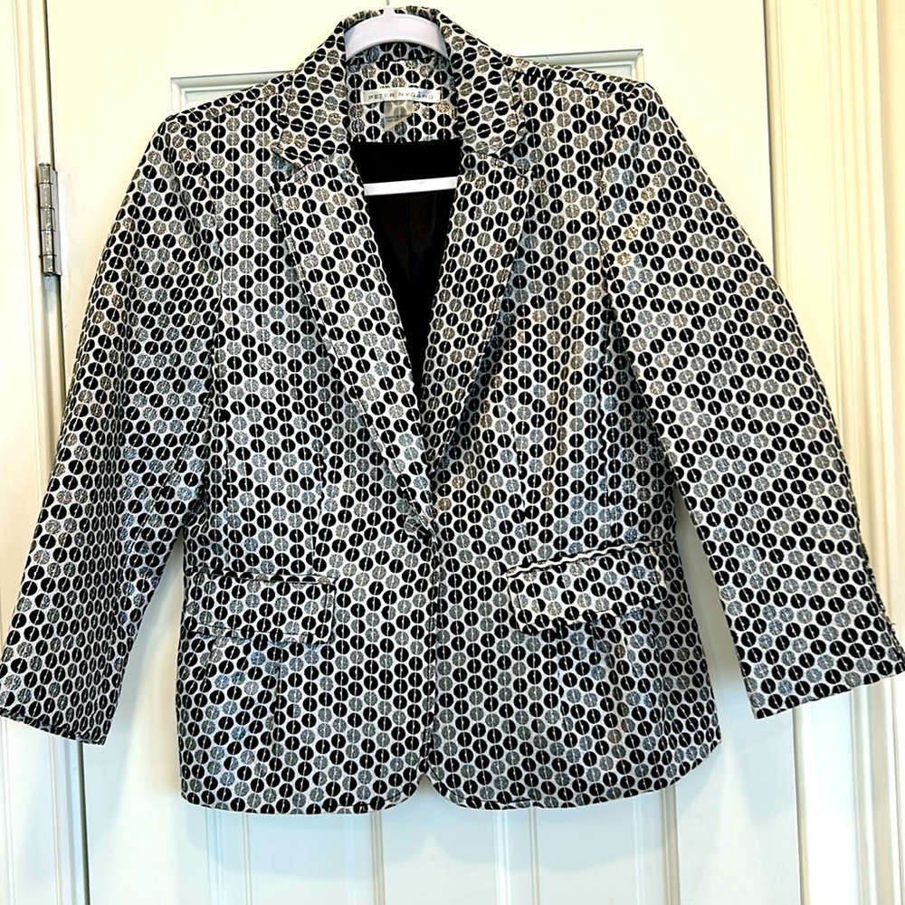 Peter Nygard Special Occasion Metallic Circle Design Lined Blazer sz.8